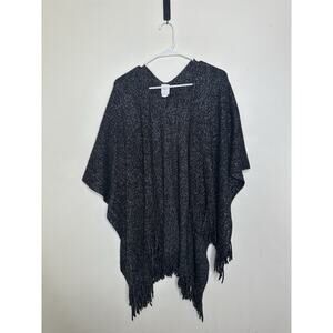 Northern Angel Size S/M Black Silver Knit Sweater Poncho Crochet